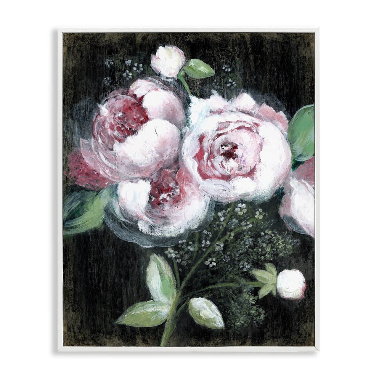Stupell Industries Moody Roses on Black Framed Giclee Wall Art Design by Janet Tava